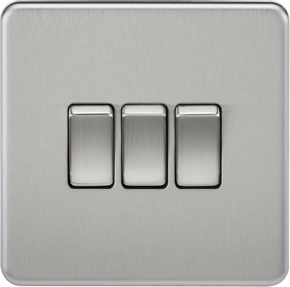 Knightsbridge SF4000BC Screwless 10AX 3G 2-Way Switch - Brushed Chrome