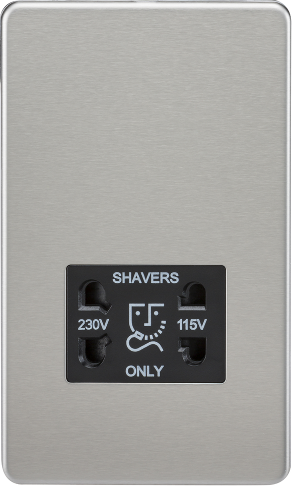 Knightsbridge SF8900BC Screwless 115V/230V Dual Voltage Shaver Socket - Brushed Chrome