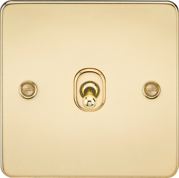 Knightsbridge FP12TOGPB Flat Plate 10AX 1G Intermediate Toggle Switch - Polished Brass