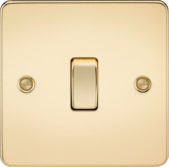 Knightsbridge FP1200PB Flat Plate 10AX 1G Intermediate Switch - Polished Brass