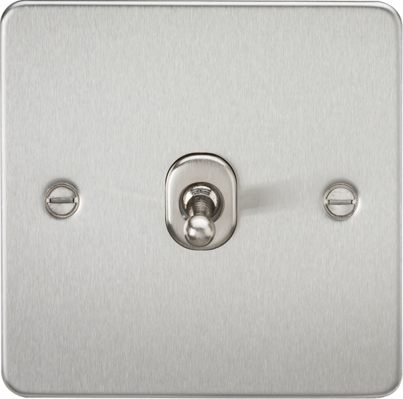 Knightsbridge FP1TOGBC Flat Plate 10AX 1G 2 Way Toggle Switch - Brushed Chrome