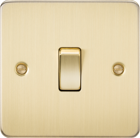 Knightsbridge FP1200BB Flat Plate 10AX 1G Intermediate Switch - Brushed Brass