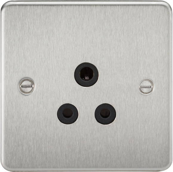 Knightsbridge FP5ABC Flat Plate 5A unswitched socket - brushed chrome with black insert