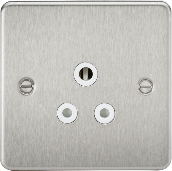 Knightsbridge FP5ABCW Flat Plate 5A unswitched socket - brushed chrome with white insert