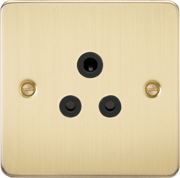 Knightsbridge FP5ABB Flat Plate 5A unswitched socket - brushed brass with black insert