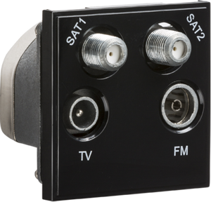 Knightsbridge NETQDBK Quadplexed SAT1/SAT2/TV/FM DAB Outlet Module 50 x 50mm - Black