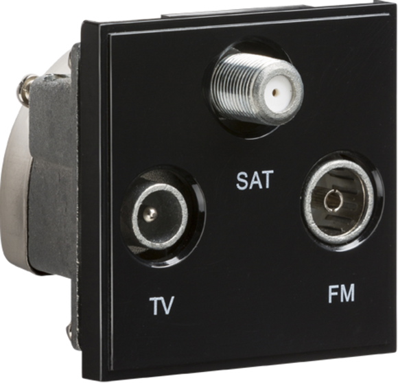 Knightsbridge NETTRIBK Triplexed TV /FM DAB/ SAT TV Outlet Module 50 x 50mm - Black