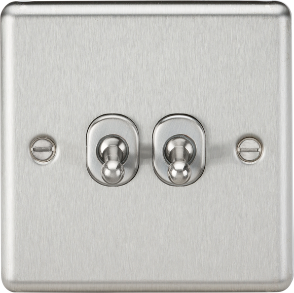 Knightsbridge CLTOG2BC 10AX 2G  2 Way Toggle Switch - Rounded Brushed Chrome Finish