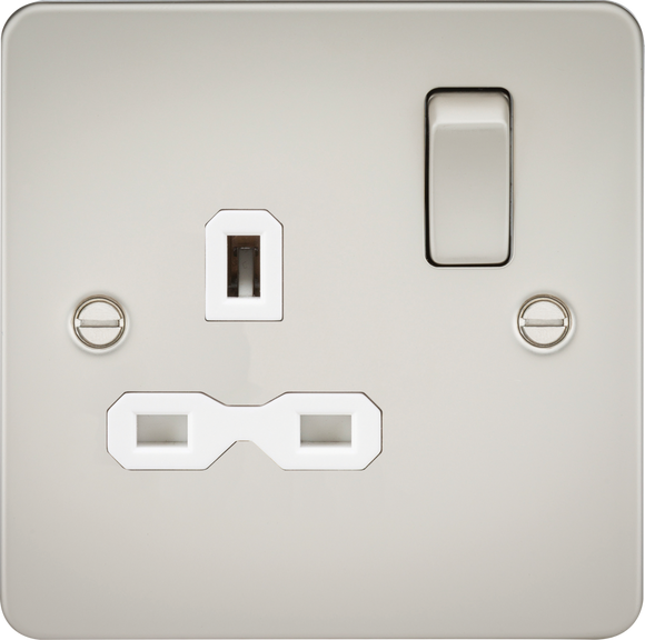 Knightsbridge FPR7000PLW Flat plate 13A 1G DP switched socket - pearl with white insert