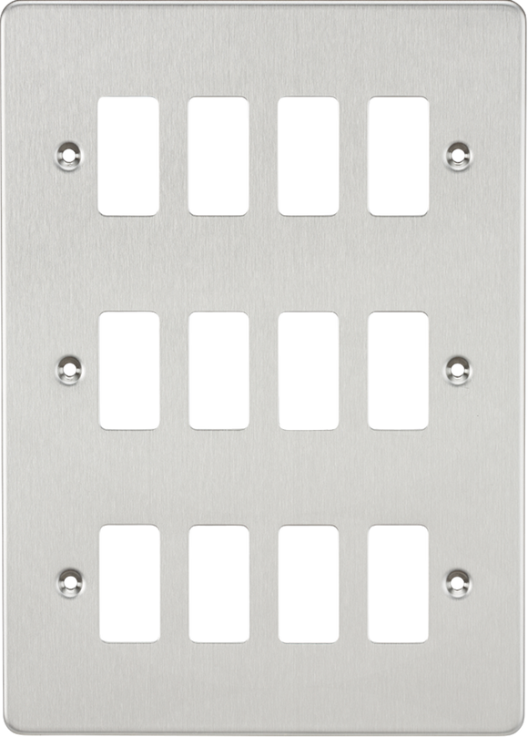 Knightsbridge GDFP012BC Flat plate 12G grid faceplate - brushed chrome