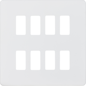 Knightsbridge GDSF008MW Screwless 8G grid faceplate - matt white