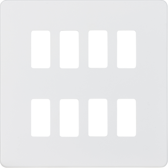 Knightsbridge GDSF008MW Screwless 8G grid faceplate - matt white