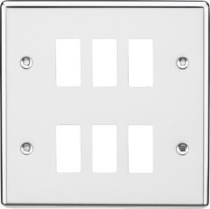 Knightsbridge GDCL6PC 6G Grid Faceplate - Rounded Edge Polished Chrome