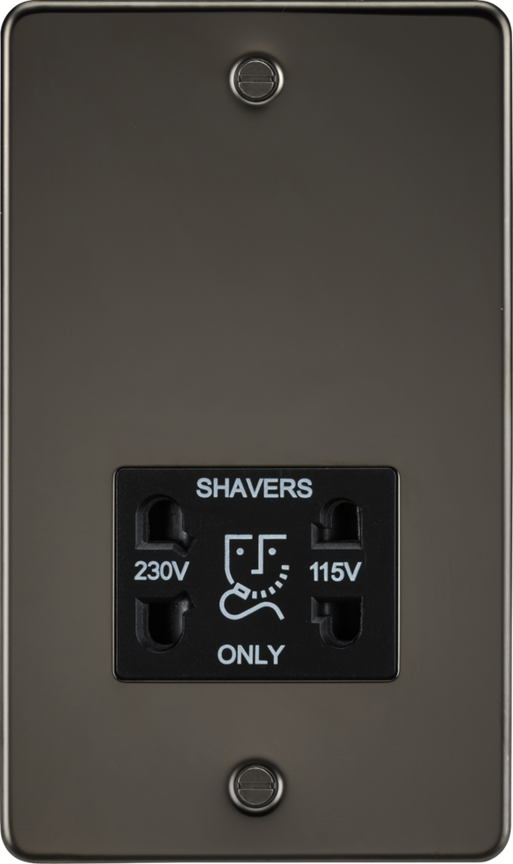 Knightsbridge FP8900GM Flat Plate 115/230V dual voltage shaver socket - gunmetal with black insert