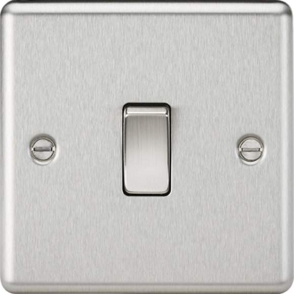 Knightsbridge CL2BC 10AX 1G 2 Way Plate Switch - Rounded Edge Brushed Chrome