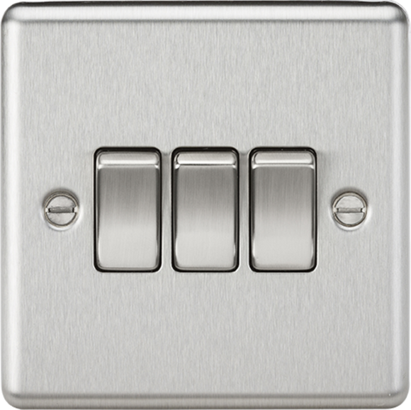 Knightsbridge CL4BC 10AX 3G 2 Way Plate Switch - Rounded Edge Brushed Chrome