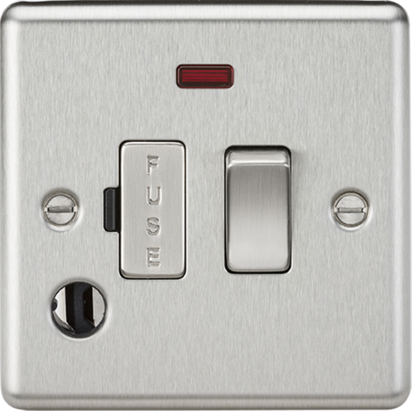 Knightsbridge CL63FBC 13A Switched Fused Spur Unit with Neon & Flex Outlet - Rounded Edge Brushed Chrome