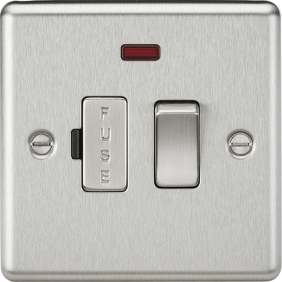 Knightsbridge CL63NBC 13A Switched Fused Spur Unit with Neon - Rounded Edge Brushed Chrome