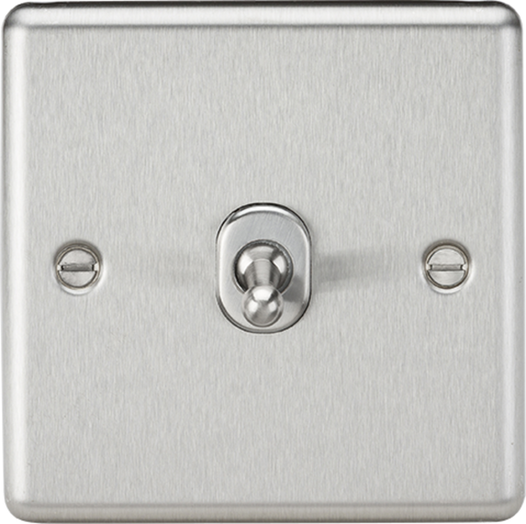 Knightsbridge CLTOG1BC 10AX 1G  2 Way Toggle Switch - Rounded Brushed Chrome Finish