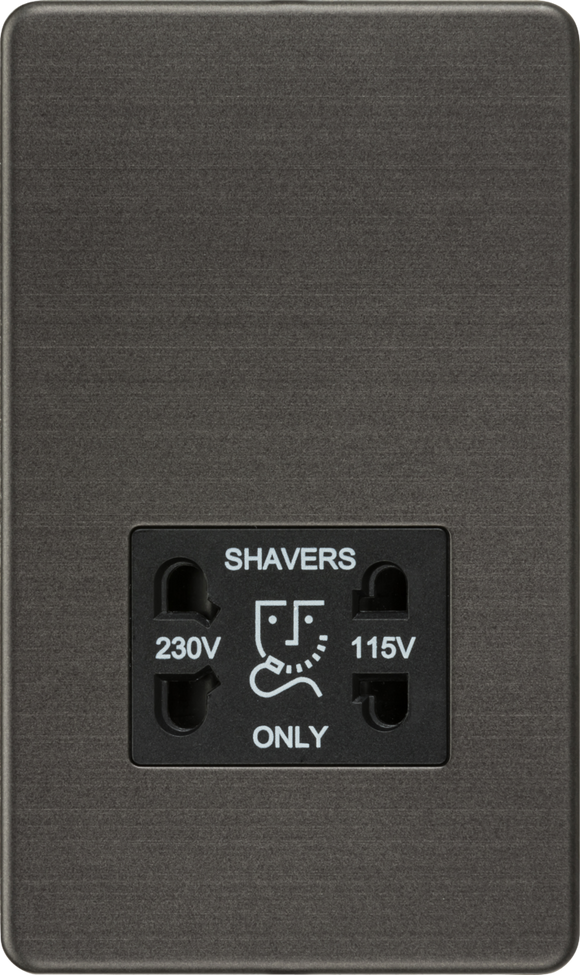 Knightsbridge SF8900SB Screwless 115V/230V Dual Voltage Shaver Socket - Smoked Bronze