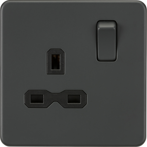 Knightsbridge SFR7000AT Screwless 13A 1G DP switched socket - Anthracite