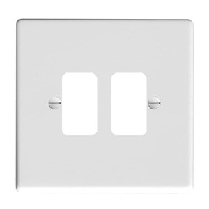 Hamilton 702GP Hartland Grid-IT Gloss White 2 Gang Grid Fix Aperture Plate with Grid Insert