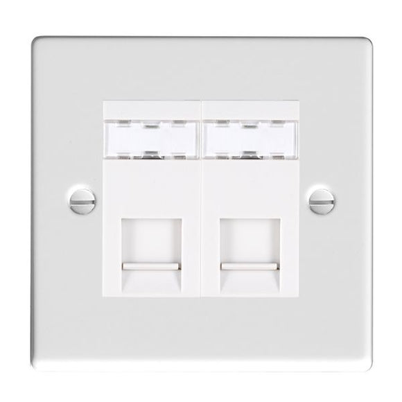 Hamilton 702J12W Hartland Gloss White 2 gang RJ12 Outlet - Unshielded White Insert