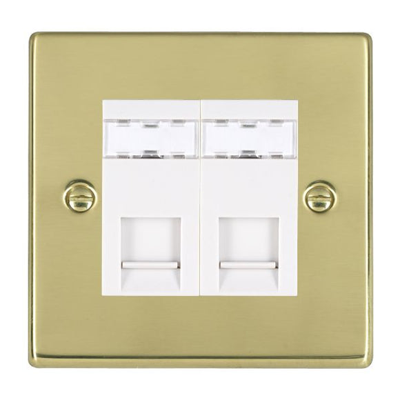 Hamilton 712J12W Hartland Polished Brass 2 gang RJ12 Outlet - Unshielded White Insert