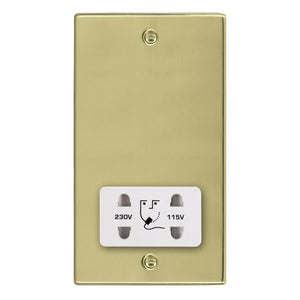 Hamilton 71SHSW Hartland Polished Brass Shaver Dual Voltage Unswitched Socket (Vertically Mounted) White Insert