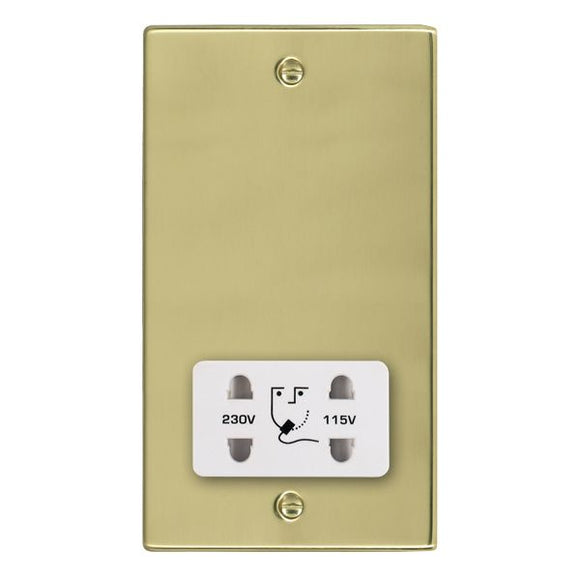 Hamilton 71SHSW Hartland Polished Brass Shaver Dual Voltage Unswitched Socket (Vertically Mounted) White Insert