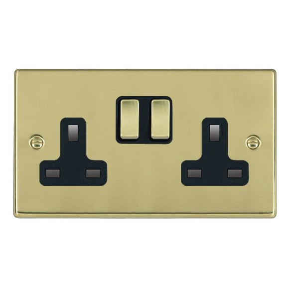 Hamilton 71SS2PB-B Hartland Polished Brass 2 gang 13A Double Pole Switched Socket Polished Brass/Black Insert