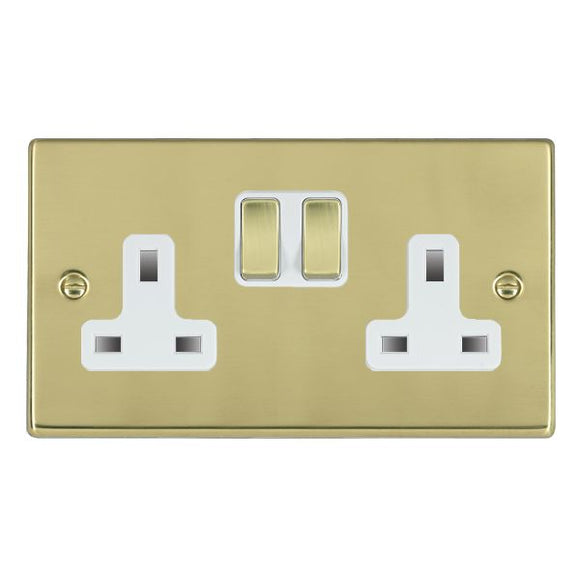 Hamilton 71SS2PB-W Hartland Polished Brass 2 gang 13A Double Pole Switched Socket Polished Brass/White Insert