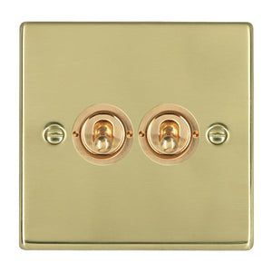 Hamilton 71T22 Hartland Polished Brass 2 gang 20AX 2 Way Toggle Polished Brass Insert