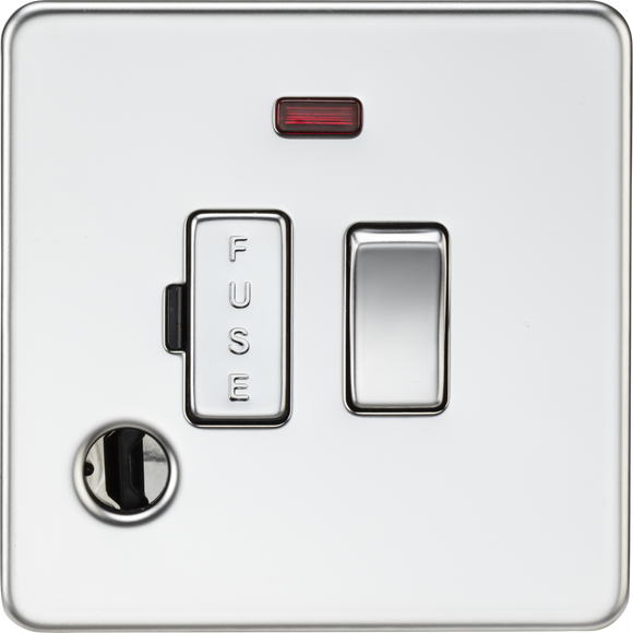 Knightsbridge SF6300FPC 13A Switched Fused Spur with Neon and Flex Outlet - Polished Chrome