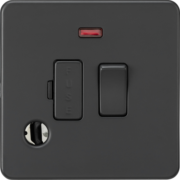 Knightsbridge SF6300FAT 13A Switched Fused Spur with Neon and Flex Outlet - Anthracite