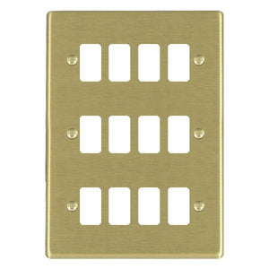 Hamilton 7212GP Hartland Grid-IT Satin Brass 12 Gang Grid Fix Aperture Plate with Grid Insert