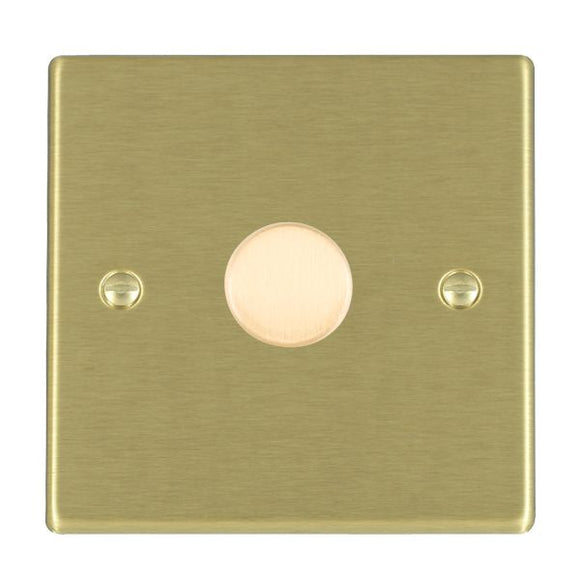 Hamilton 721X60 Hartland Satin Brass 1 gang 600W Resistive Leading Edge Push On-Off Rotary 2 Way Switching Dimmer Satin Brass Insert