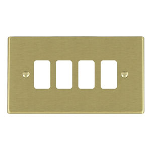 Hamilton 724GP Hartland Grid-IT Satin Brass 4 Gang Grid Fix Aperture Plate with Grid Insert