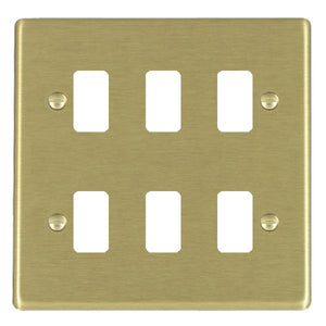 Hamilton 726GP Hartland Grid-IT Satin Brass 6 Gang Grid Fix Aperture Plate with Grid Insert