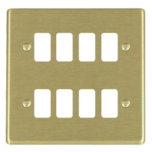 Hamilton 728GP Hartland Grid-IT Satin Brass 8 Gang Grid Fix Aperture Plate with Grid Insert