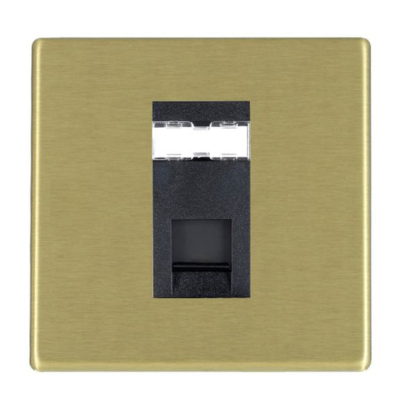 Hamilton 72CJ12B Hartland CFX Satin Brass 1 gang RJ12 Outlet - Unshielded Black Insert