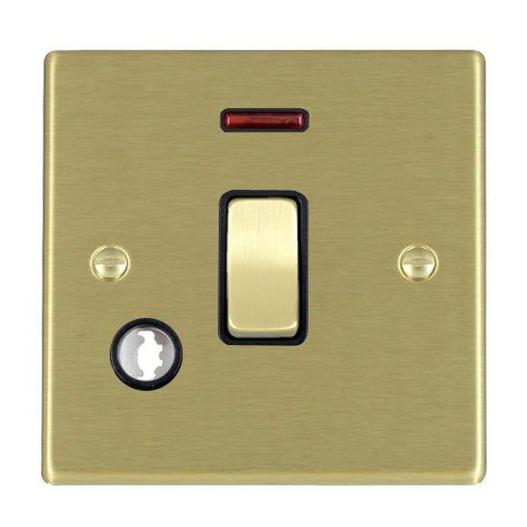 Hamilton 72DPNCSB-B Hartland Satin Brass 1 gang 20AX Double Pole Rocker and Neon and Cable Outlet Satin Brass/Black Insert