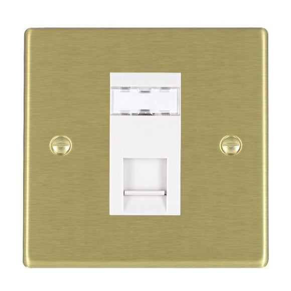 Hamilton 72J45W Hartland Satin Brass 1 gang RJ45 CAT 5E Outlet - Unshielded White Insert