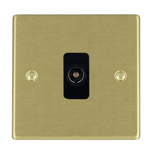 Hamilton 72TVB Hartland Satin Brass 1 gang Non-Isolated Television 1in/1out Black Insert