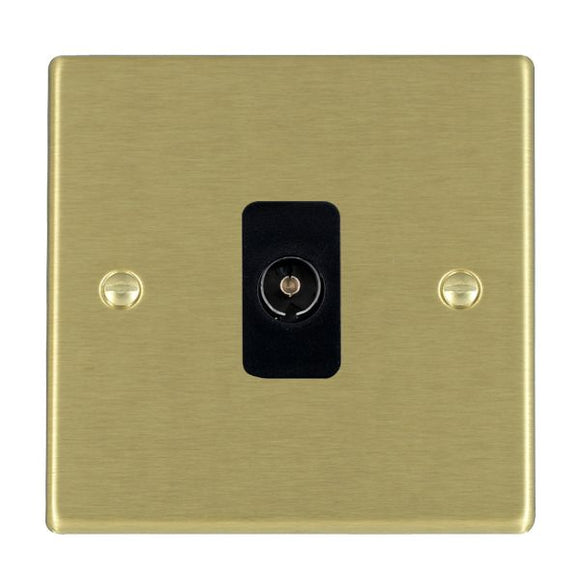 Hamilton 72TVB Hartland Satin Brass 1 gang Non-Isolated Television 1in/1out Black Insert