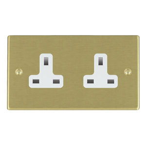 Hamilton 72US99W Hartland Satin Brass 2 gang 13A Unswitched Socket White Insert