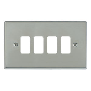 Hamilton 734GP Hartland Grid-IT Bright Steel 4 Gang Grid Fix Aperture Plate with Grid Insert