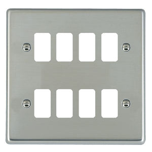 Hamilton 738GP Hartland Grid-IT Bright Steel 8 Gang Grid Fix Aperture Plate with Grid Insert