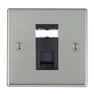 Hamilton 73J45B Hartland Bright Steel 1 gang RJ45 CAT 5E Outlet - Unshielded Black Insert