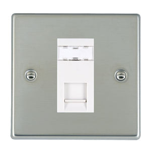 Hamilton 73J45W Hartland Bright Steel 1 gang RJ45 CAT 5E Outlet - Unshielded White Insert